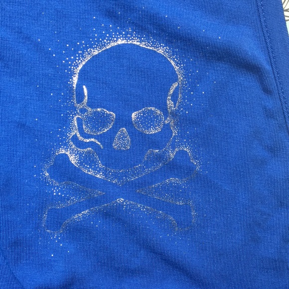 soulcycle Tops - Soulcycle NWOT Royal Blue Twist Tank silver skull